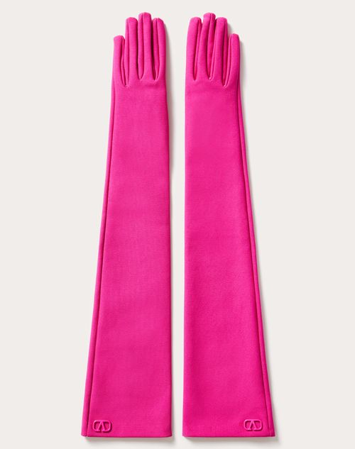 Valentino Garavani - Vlogo Signature Jersey Gloves - Pink Pp - Woman - Soft Accessories - Accessories
