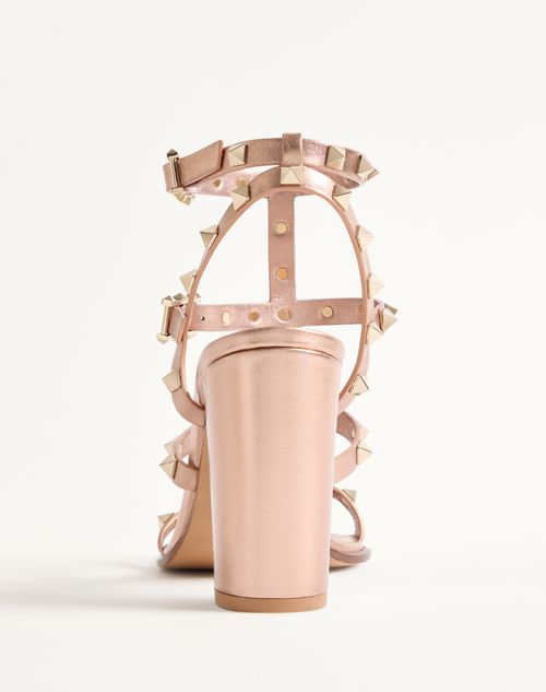 Valentino Garavani - Rockstud Laminated Calfskin Sandal With Straps 90mm - Rose Cannelle - Woman - Sandals