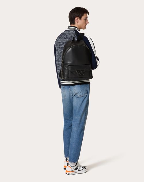 Valentino Garavani - Valentino Garavani Noir Nappa Leather Backpack - Black - Man - Gifts For Him