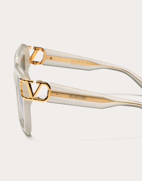 I Squared Acetate Vlogo Frame for Woman in Ivory silver