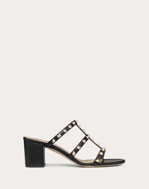 Valentino Garavani - Rockstud Calfskin Leather Slide Sandal 60 Mm - Black - Woman - Rockstud Sandals - Shoes