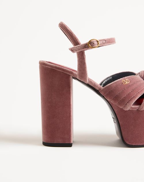 Valentino Garavani - Crasher Velvet Platform Sandal 125mm - Lip - Woman - Sandals