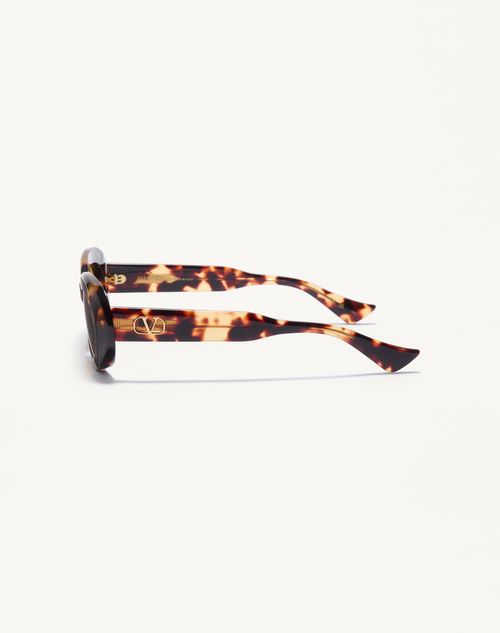 Valentino - Oval Acetate Eyewear - Havana/brown - Woman - Eyewear
