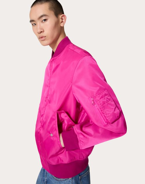 Nylon Bomber Jacket for Man in Pink Pp | Valentino US