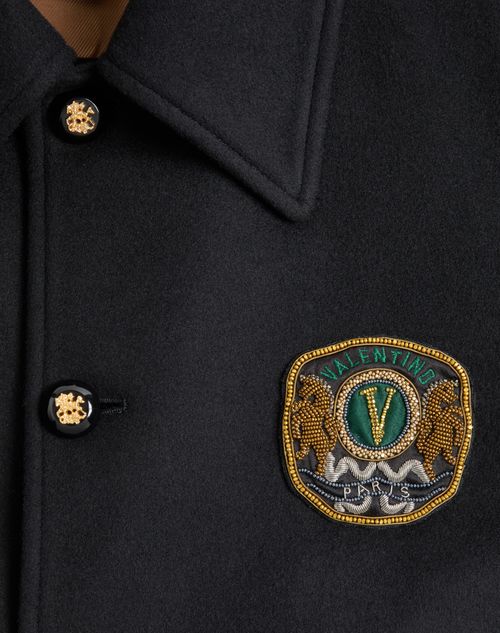 Valentino - Giacca Valentino In Lana E Cashmere Con Valentino Patch Ricamato - Nero - Uomo - Giacche E Piumini