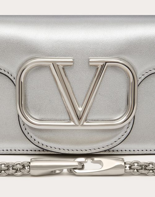 Small Valentino Garavani Locò Metallic Calfskin Shoulder Bag for 