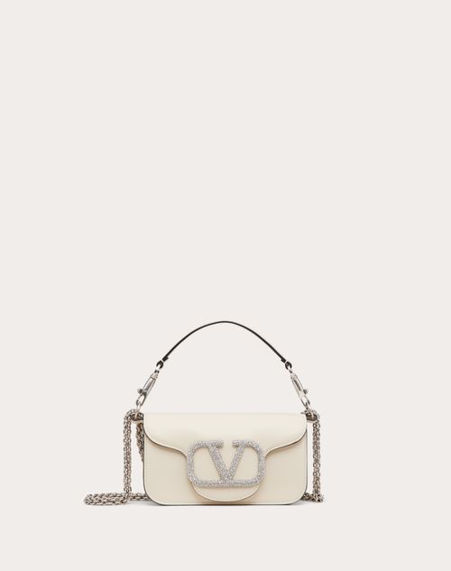 Valentino Garavani - Locò Small Shoulder Bag With Jewel Logo - Light Ivory - Woman - Shoulder Bags