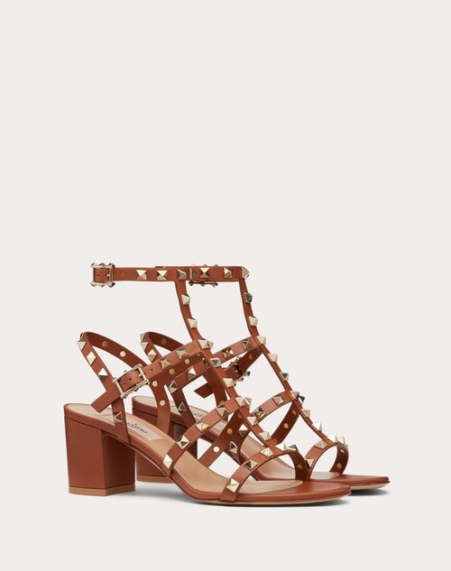 Rockstud Calfskin Ankle Strap Sandal 60 for Woman in Poudre | US