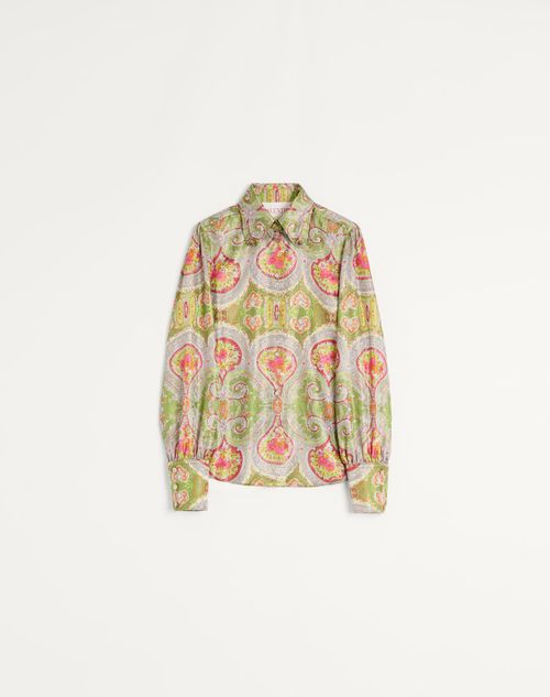 Valentino - Lamé Shirt With Voyage Imaginaire Paisley Print - Multicolor - Woman - Shirts And Tops