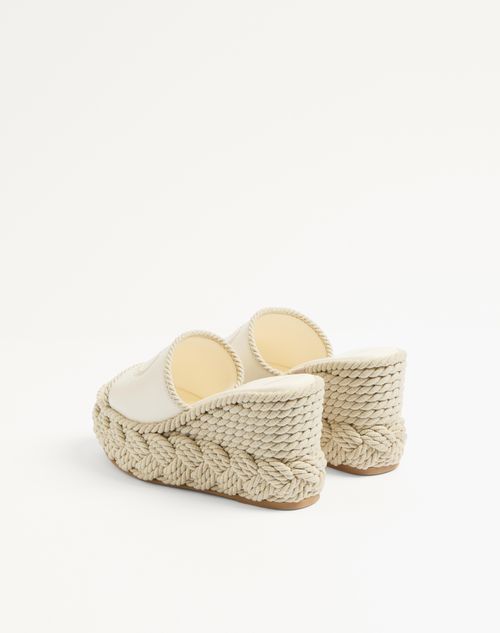 Valentino Garavani - Vlogo Torchon Wedge Slide In Nappa 100mm - Ivory - Woman - Espadrilles And Wedges