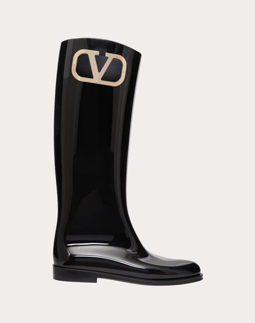 Valentino Garavani - Vlogo Type Rubber Boot 20mm - Black - Woman - Boots