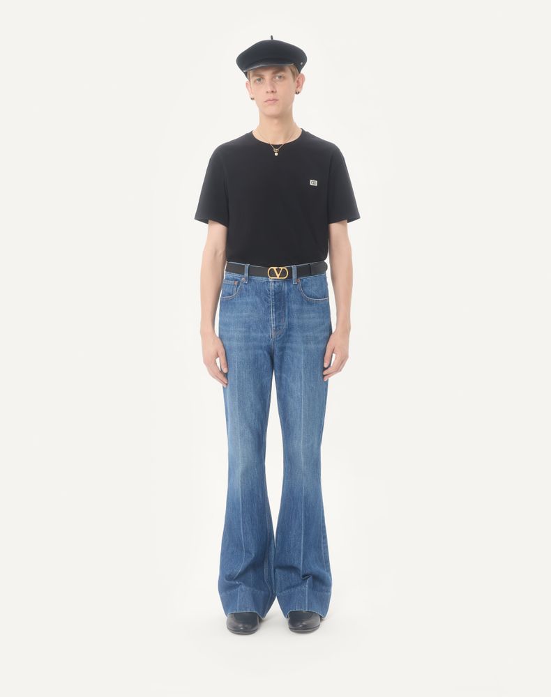 Valentino Cotton T-Shirt With Vlogo Patch Man Black M