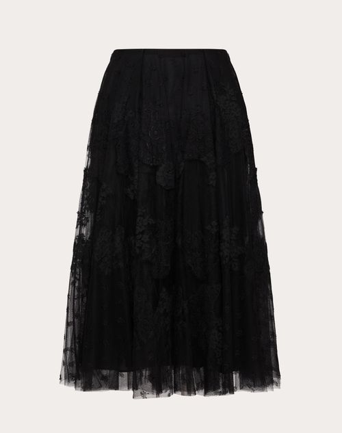 Valentino - Lace Midi Skirt - Black - Woman - Skirts