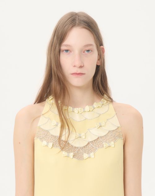 Valentino - Embroidered Crepe Couture Short Dress - Yellow - Woman - Dresses
