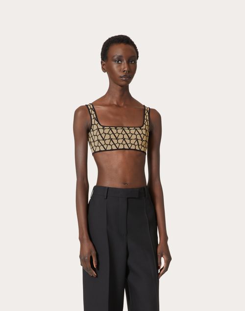 Monogram jacquard crop top in black - Balmain