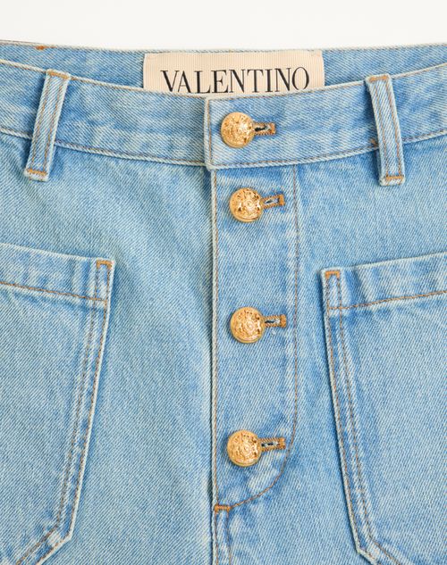 Valentino - Valentino Denim Trousers With Gold Buttons - Denim - Man - Denim