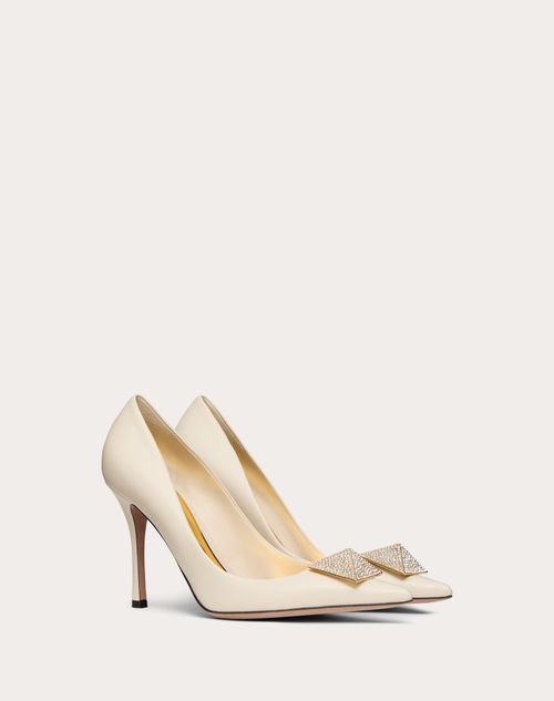 Valentino Garavani - Valentino Garavani One Stud Pump With Crystals 100mm - Light Ivory - Woman - Woman View All