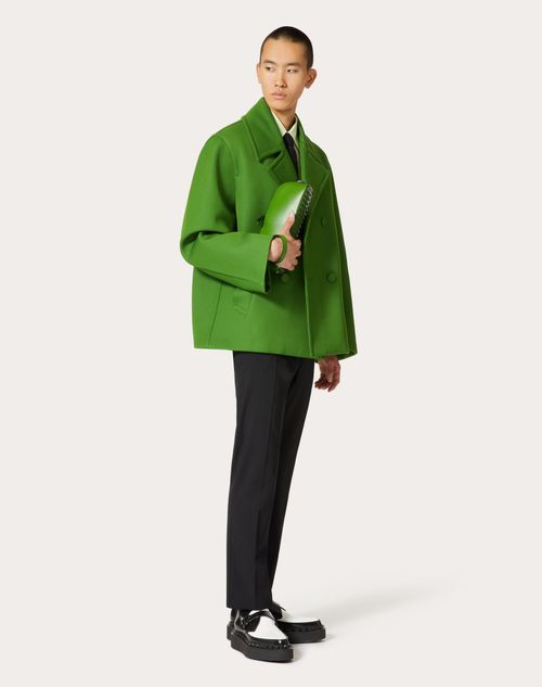 Valentino - Technical Wool Peacoat - Green - Man - Ready To Wear