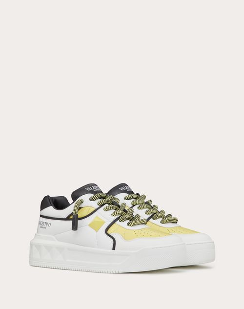 Valentino Garavani - One Stud Xl Nappa Leather Low-top Sneaker - White/black/light Yellow - Man - Shoes