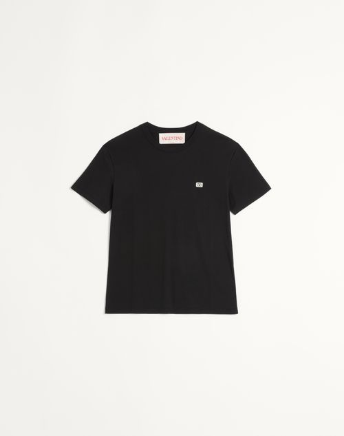 Valentino - Cotton T-shirt With Vlogo Patch - Black - Man - T-shirts And Sweatshirts