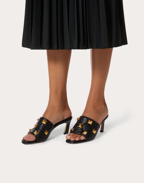 Valentino Garavani - Roman Stud Slide Sandal In Quilted Nappa 65 Mm - Black - Woman - Woman View All