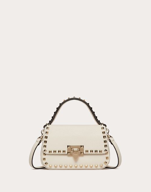 Small Rockstud Grainy Calfskin Handbag for Woman in Light Ivory | Valentino  AE