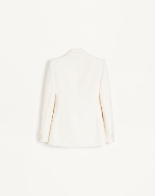 Valentino - Diagonal Cotton Linen Jacket - Ivory - Woman - Jackets And Blazers