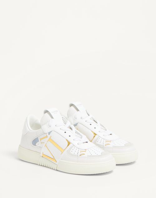Valentino Garavani - Calfskin Vl7n Sneaker With Bands - White/antique Brass - Woman - Sneakers