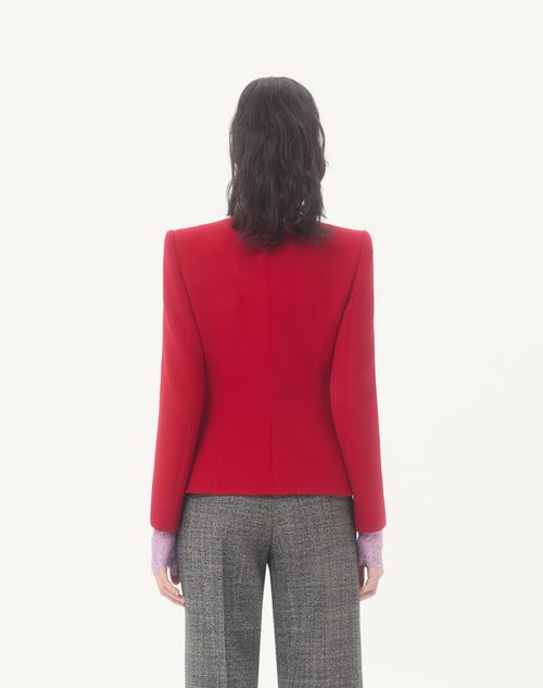 Valentino - Wool Crepe Jacket With Contrasting Bow - Paris/black - Woman - Jackets And Blazers