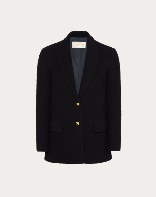 Valentino - Giacca In Light Wool Tweed - Navy - Donna - Giacche E Caban