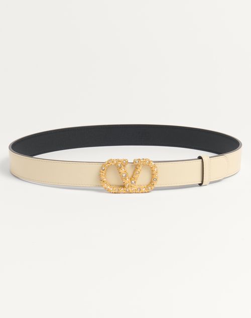 Vlogo Signature Belt In Shiny Calfskin With Crystals 30 Mm Vlogo Signature Belt In Shiny Calfskin With Crystals 30 Mm