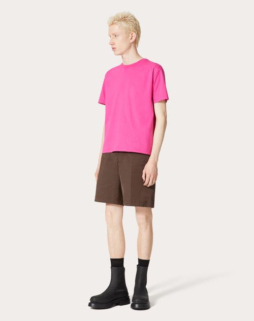 Valentino - Cotton T-shirt With Stud - Pink Pp - Man - Tshirts And Sweatshirts