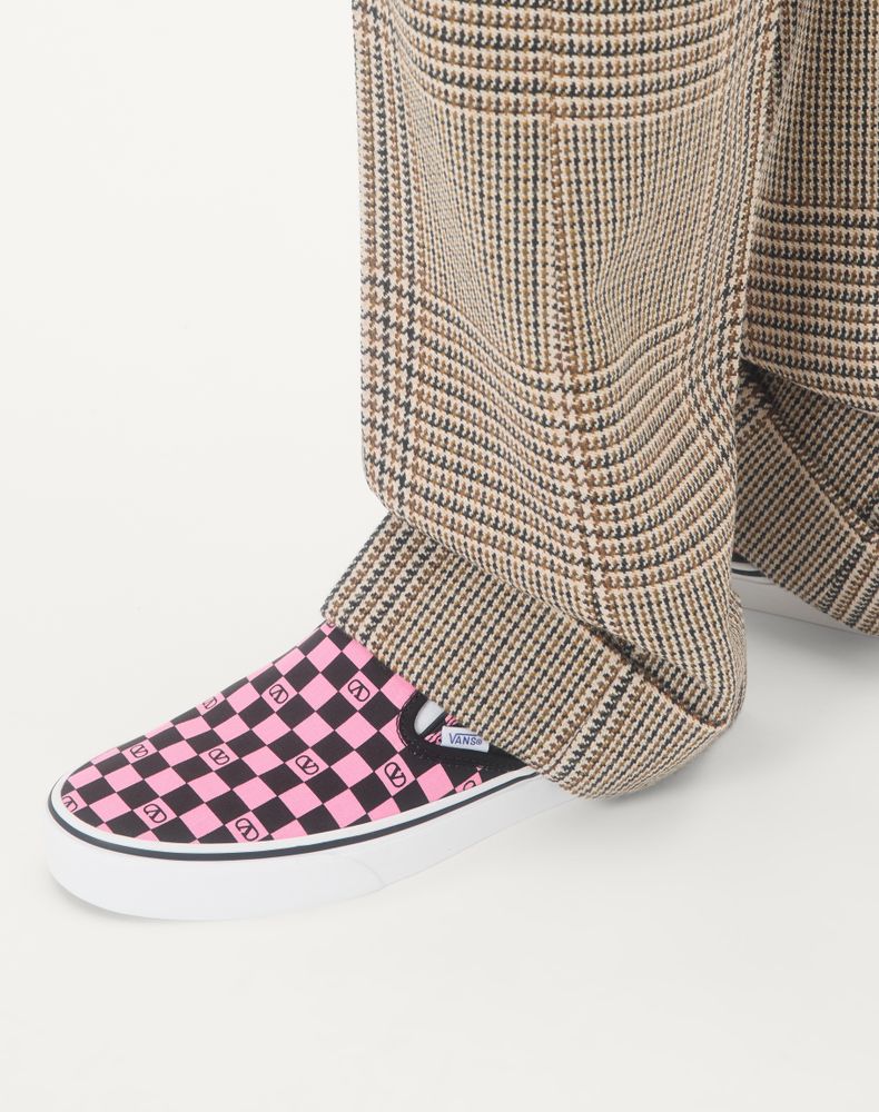 Valentino Garavani And Vans Fabric Slip-On Trainer With Vlogo Checkerboard Print Man Pink Orchid/Black 46