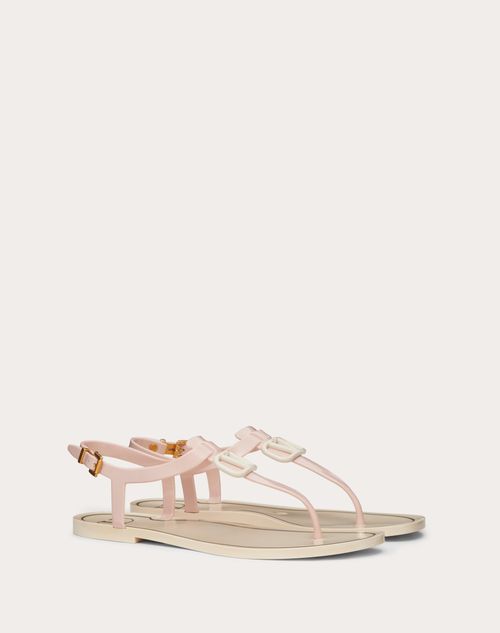 Valentino Garavani - Vlogo Signature Flat Rubber Sandal - Rose Quartz - Woman - Shoes