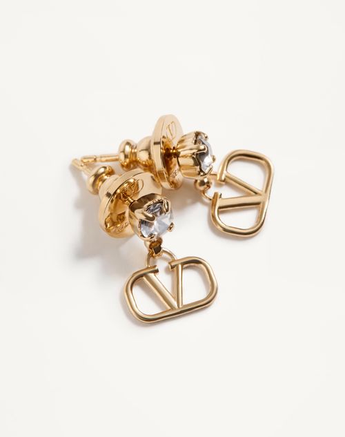 Valentino Garavani - Vlogo Signature Earrings In Metal And Swarovski® Crystals - Gold/crystal - Woman - Accessories