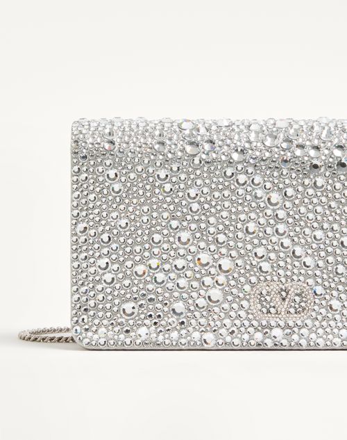 Valentino Garavani - Mini Vlogo Signature Crossbody Bag With Sparkling Embroidery - Crystal - Woman - Wallets And Small Leather Goods