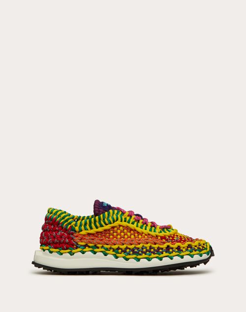 Valentino Garavani - Valentino Garavani Crochet Sneaker In Fabric - Yellow/multicolor - Man - Man Sale