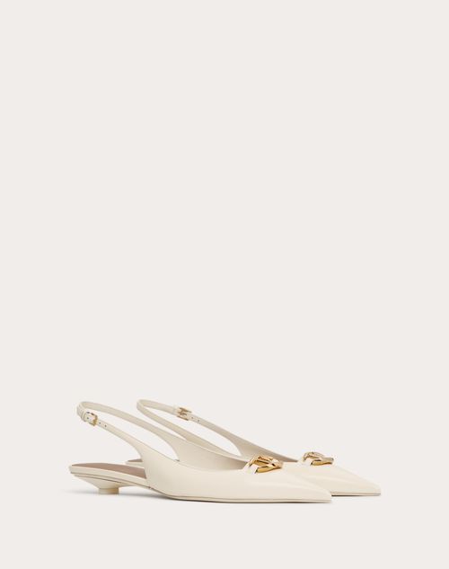 Valentino Garavani - The Bold Edition Vlogo Calfskin Slingback Ballerinas 20mm - Ivory - Woman - Shoes