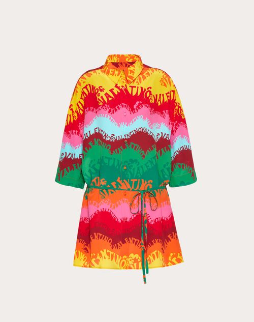 Valentino - Valentino Waves Multicolor Print Crepe De Chine Shirt Dress - Multicolor - Woman - Dresses