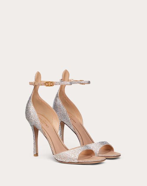 Valentino Garavani - Valentino Garavani Tan-go Sandal With Crystals 100mm - Crystal/rose Cannelle - Woman - Sandals