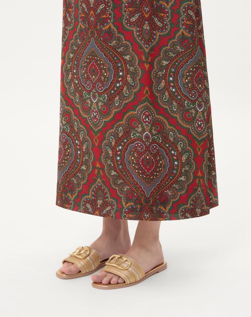 Valentino Garavani - Vlogo Signature Metallic Leather Slide Sandal With Cornely Embroidery - Gold - Woman - Slides And Thongs
