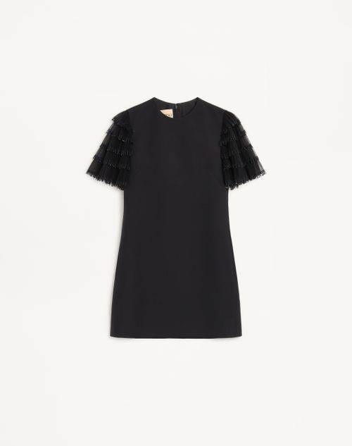 Valentino - Valentino Short Dress In Embroidered Crepe Couture - Black - Woman - Dresses