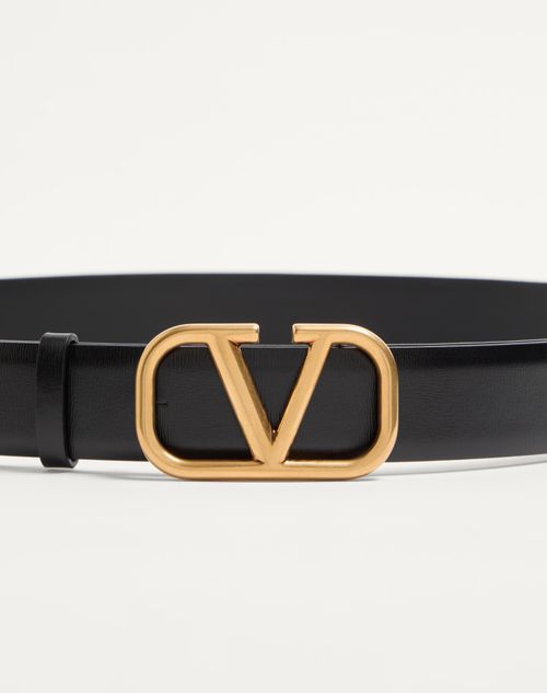 Valentino Garavani - Vlogo Signature Calfskin Belt - Black - Man - Accessories