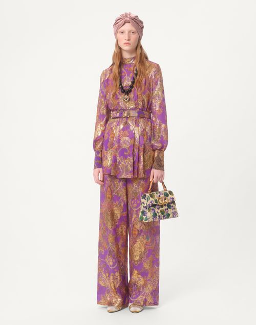 Valentino - Pants In Fil Coupe' Lame' Cachemire Apres L'hiver - Purple Orchid/multicolour - Woman - Ready To Wear