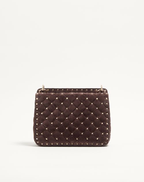 Valentino Garavani - 발렌티노 가라바니 락스터드 스파이크 스웨이드 미디엄 백 - 에보니 - 여성 - 숄더백