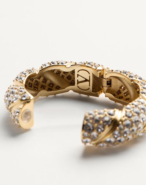 Valentino Garavani - Pas Plus Mono Earring In Metal, Enamel And Swarovski® Crystals - Gold/crystal - Woman - Jewellery