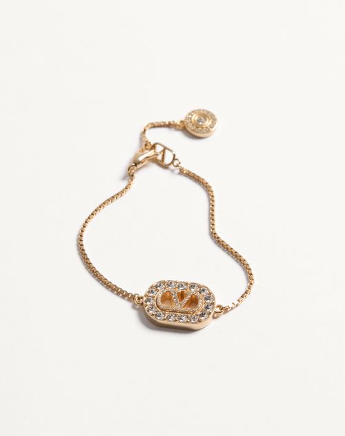 Valentino Garavani - Vlogo Signature Metal And Swarovski® Crystal Bracelet - Gold/crystal - Woman - Jewelry