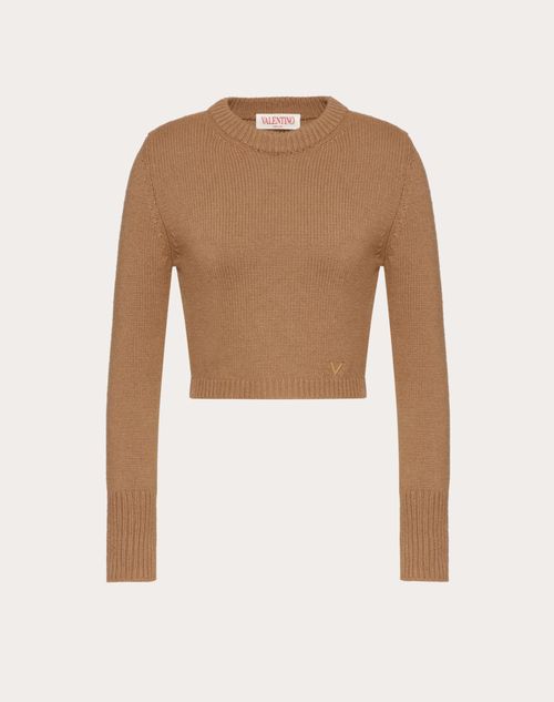 Valentino - V Gold Cashmere Jumper - Camel - Woman - Winter Shop