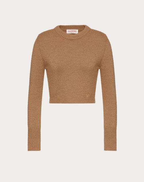 Valentino - V Gold Cashmere Pullover - Camel - Woman - Sweaters