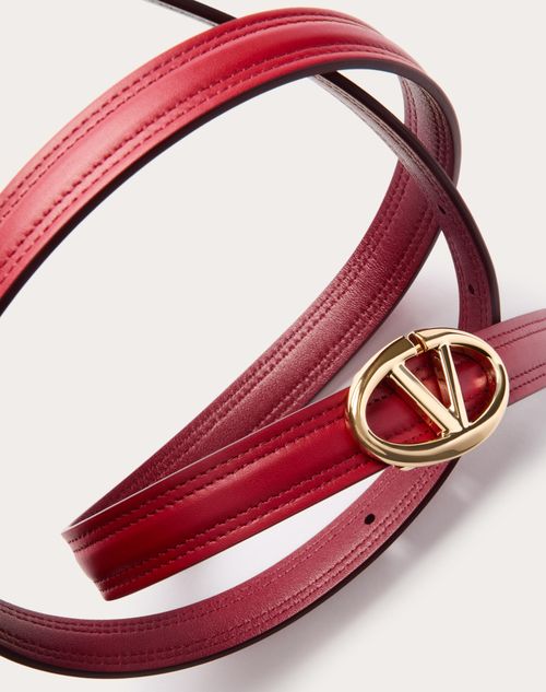 Valentino Garavani - Ceinture Vlogo The Bold Edition En Cuir De Veau Brillant, Hauteur : 20 mm - Rosso Valentino/rouge Foncé - Femme - Ceintures